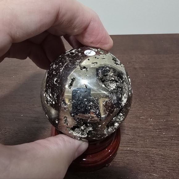 Pyrite Crystal Sphere #P 56 mm - Picture 9 of 9